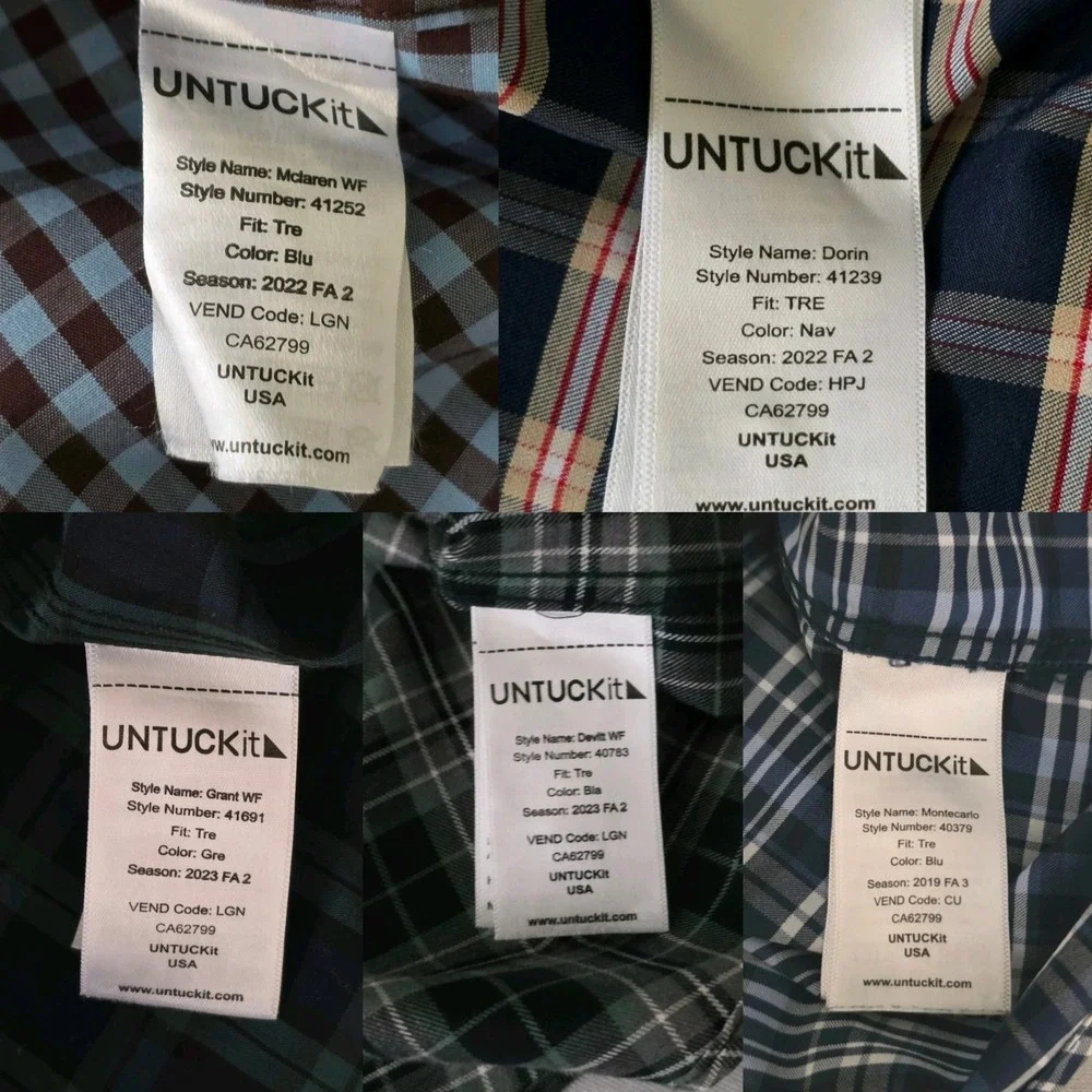 Lot Of 5 UNTUCKit Men Multicolor Plaid Long Sleeve Button Shirt 2XLT 2XL TALL - Picture 13 of 16
